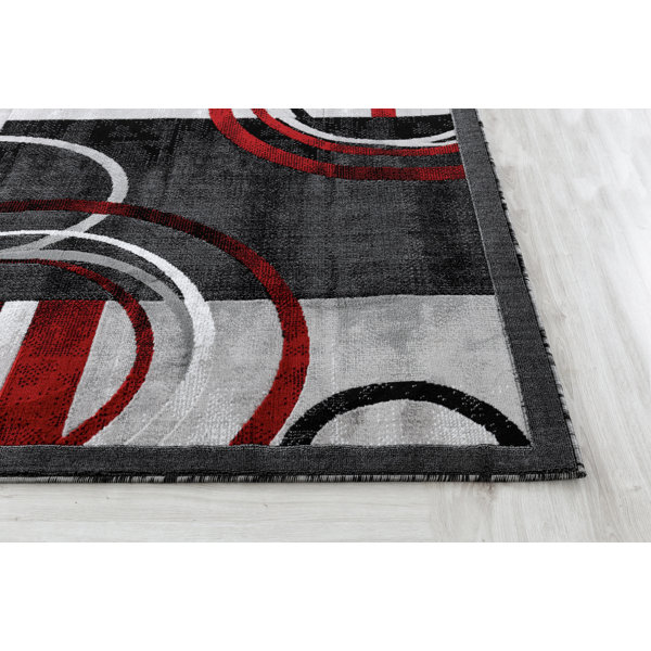 Orren Ellis Delana Abstract Gray/Red/Black Area Rug & Reviews Wayfair